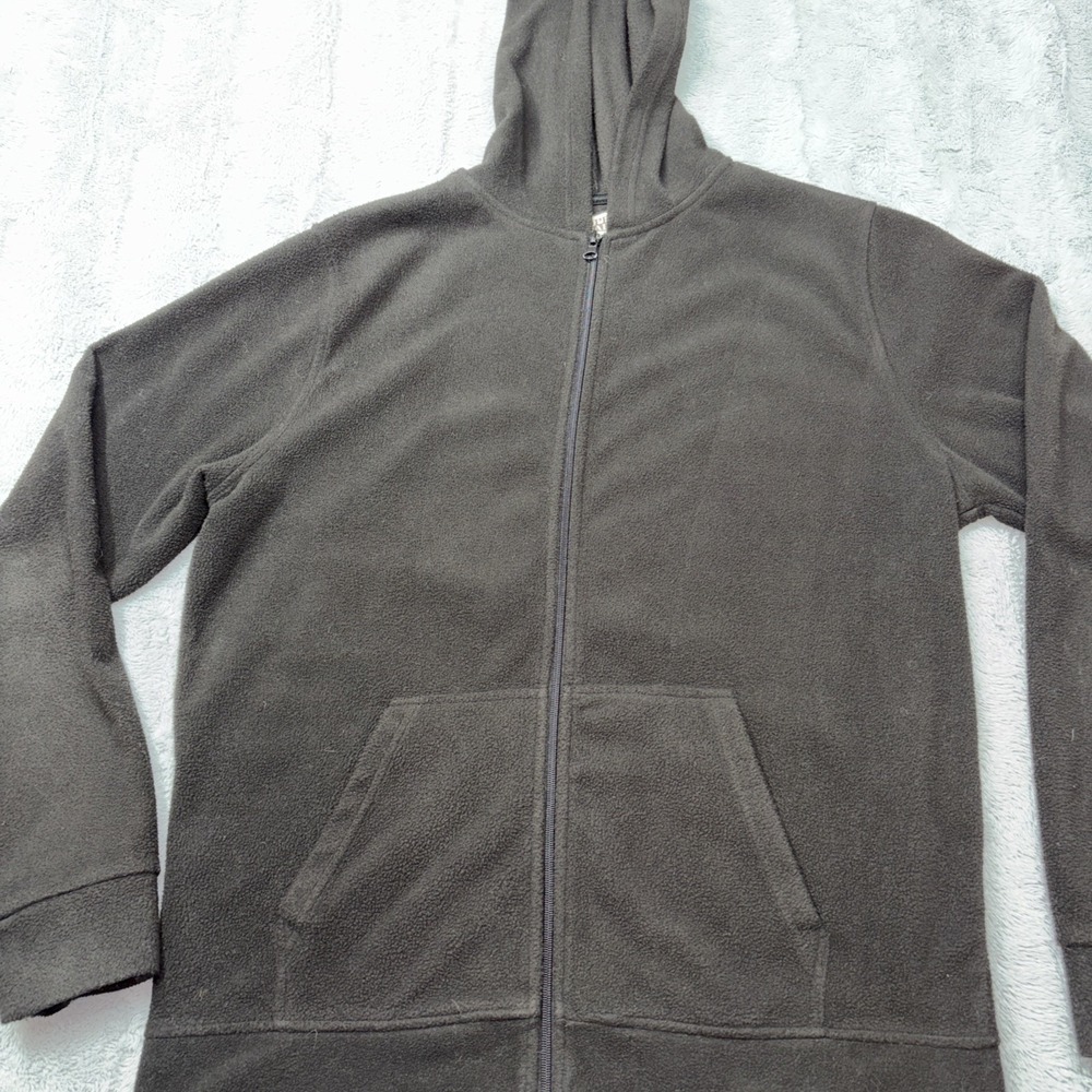 Open Trails Fleece Jacket Mens Pockets Full Zip Stretch Size Med Black